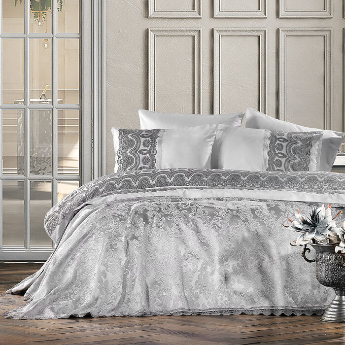 Mantova Grey Pique Set with Duvet Cover - Zebra Casa