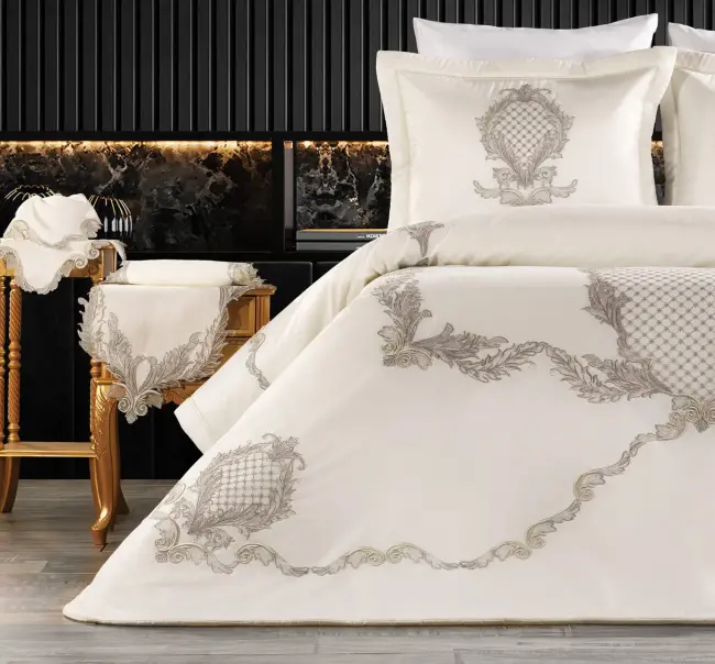 Ornella 4 Prc. Bedspread / Ecru - Silver - 3