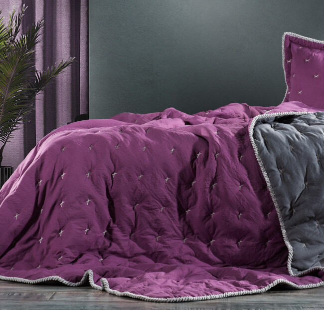 Tender Çift Kişilik Comforter Set / Mürdüm - Antrasit - 3