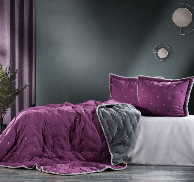 Tender Double Comforter Set / Plum - Anthracite 